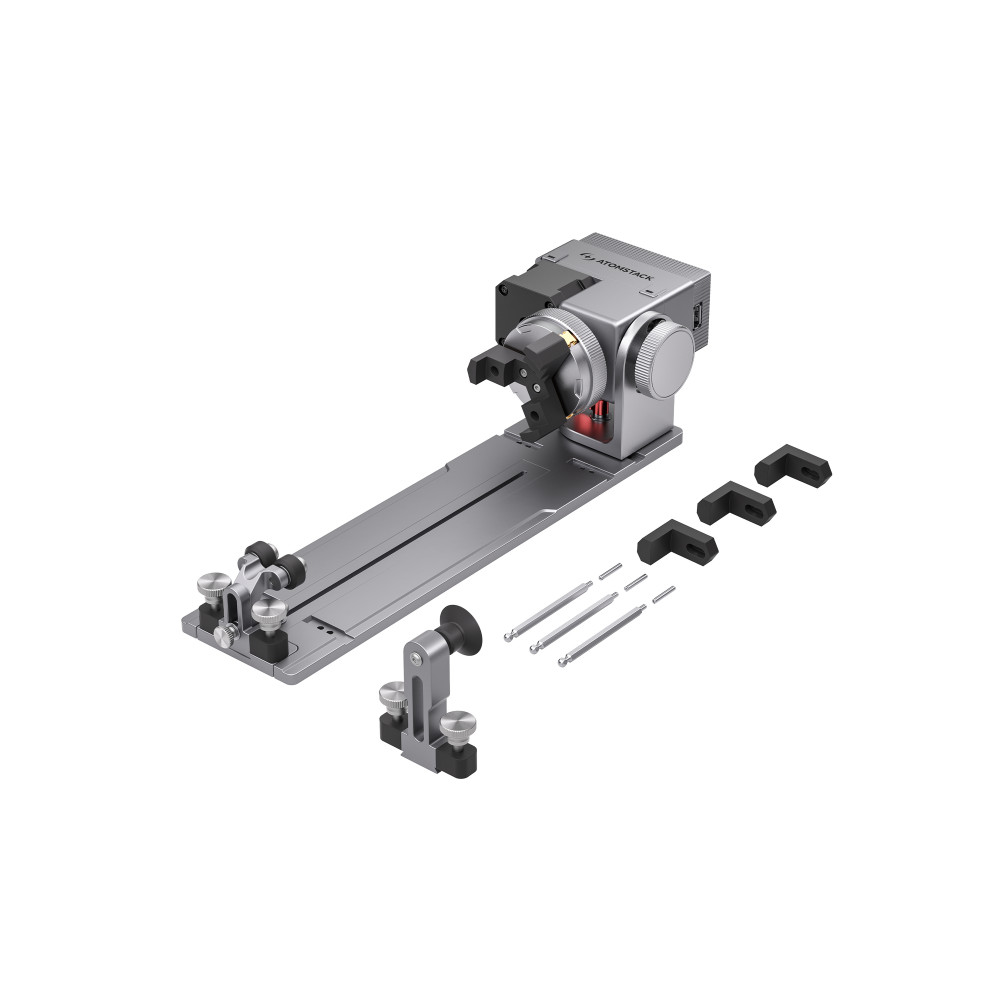 Preview: AtomStack R8 Rotary Chuck – Präzisions-Spannmodul für Rund- & Sonderformen